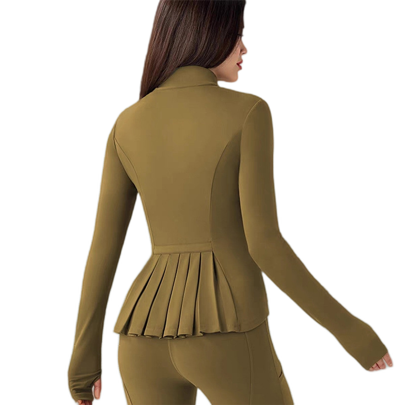 LOVILDS slim Fit Women’s Workout Zip Jacket: Lightweight Pleats + Thumb Holes – Perfect for Active Days!